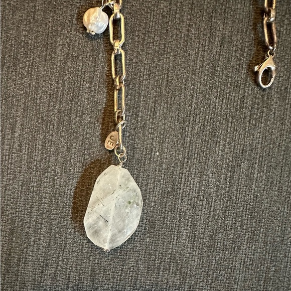 Jessica Elliot Silver Chain Link Adjustable Hanging Necklace With Gemstones - Picture 2 of 6